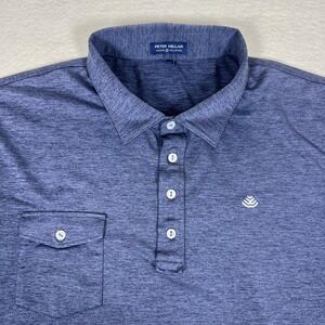 Peter Millar Crown Crafted‎ Polo Shirt Mens XXL Blue Heathered Performance Golf